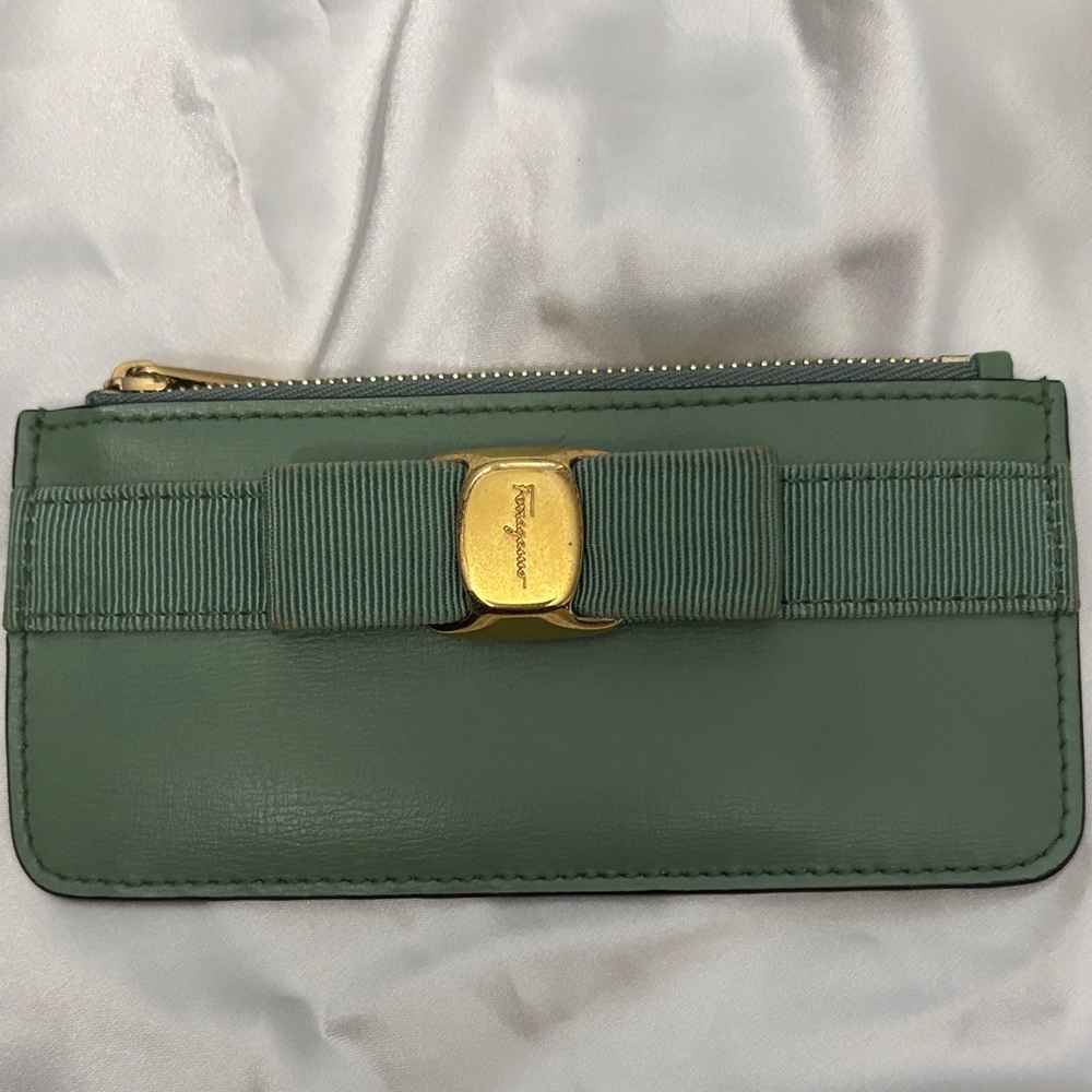 Ferragamo card holder with Gold Accents authentic